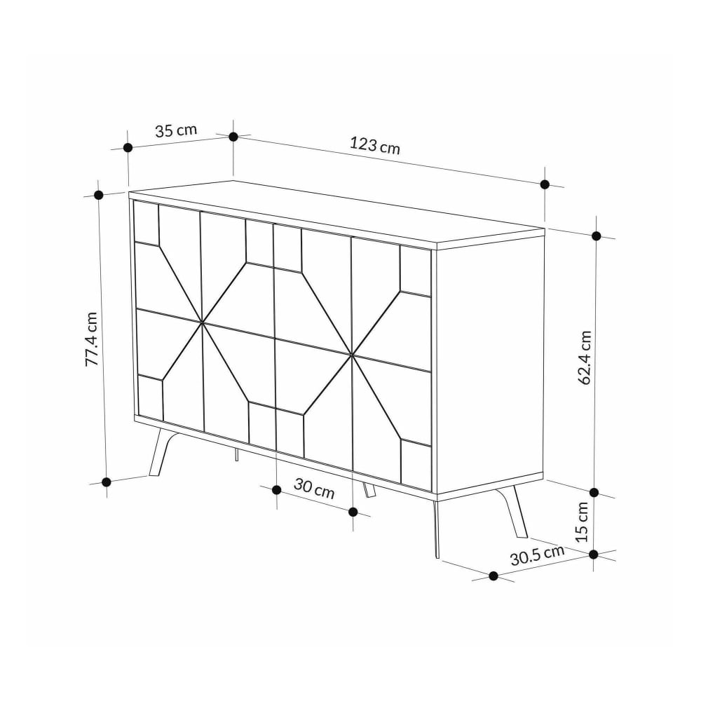 Buffet BRUNALE ouvert sur son rangement