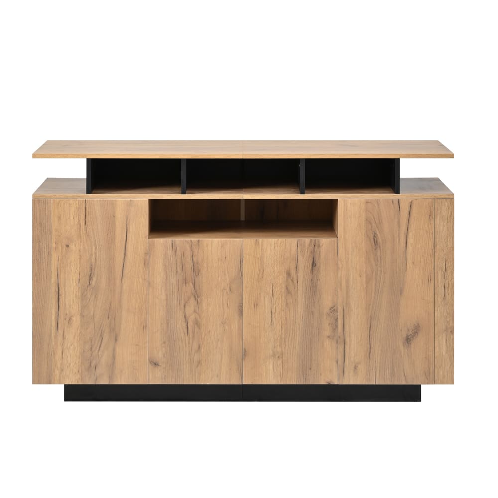Grand buffet URBAN MEUBLE effet bois naturel 140 cm avec 4 portes et niches