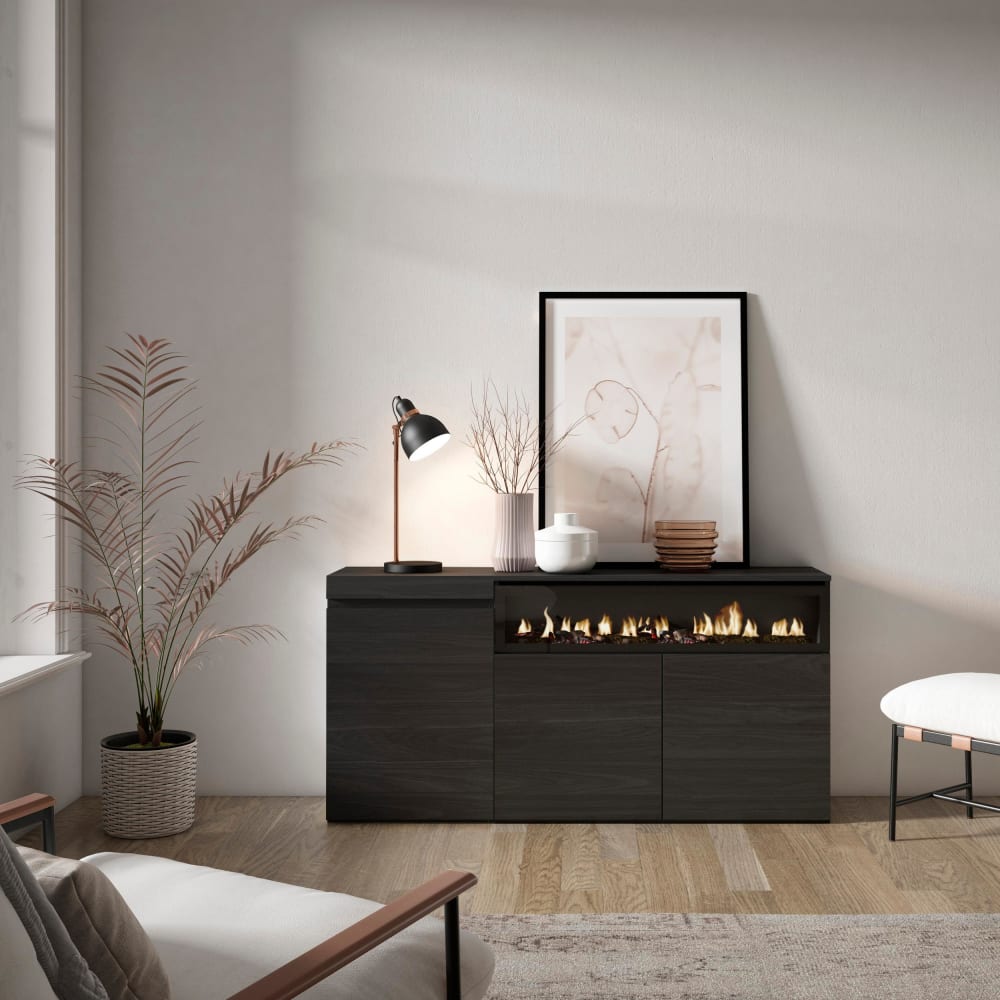Détail de la façade noire du buffet COZY