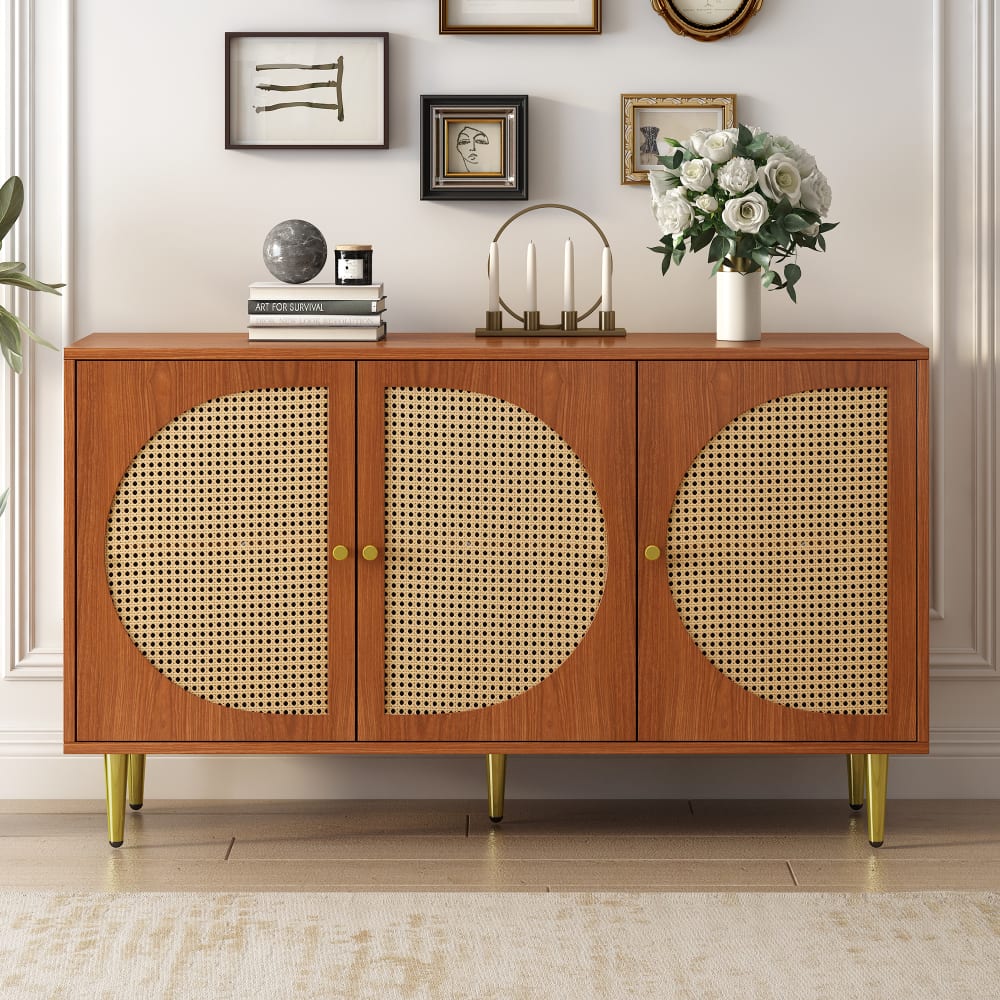 Détail des portes en rotin du buffet URBAN MEUBLE