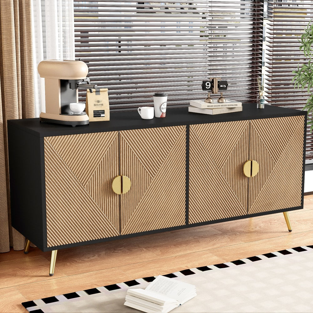 Détail des poignées dorées du buffet URBAN MEUBLE