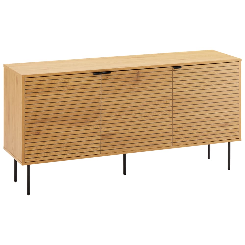 Buffet enfilade scandinave STINNA effet bois et pieds noirs 150 cm