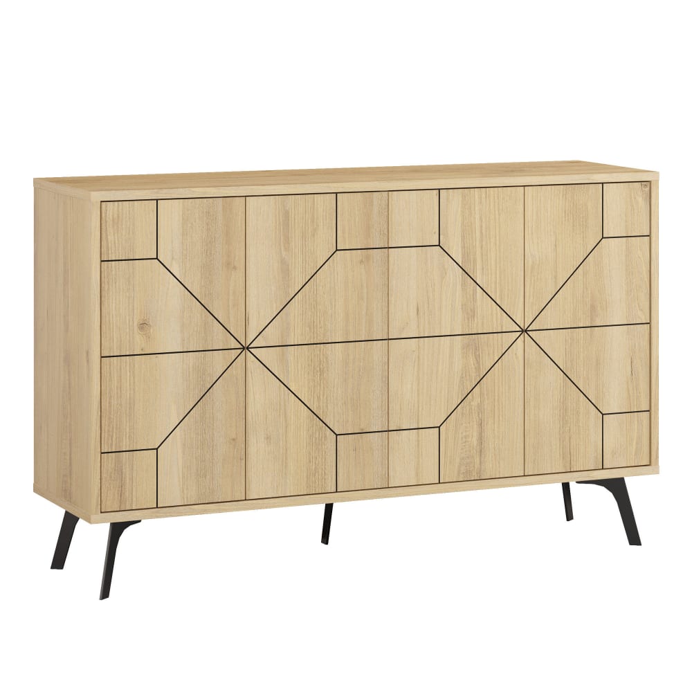 Buffet bas DUNE beige mat 123 cm à 2 portes push