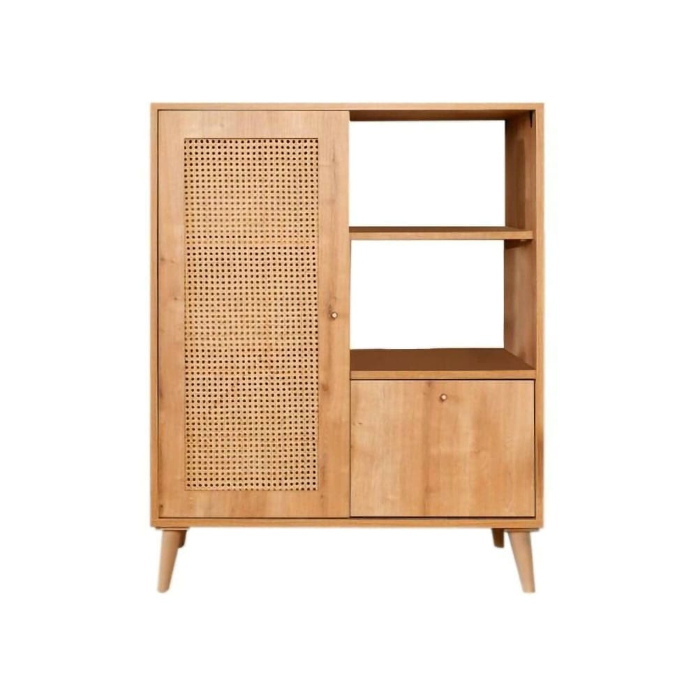 Buffet haut SFALERITE en bois massif chêne à porte basculante
