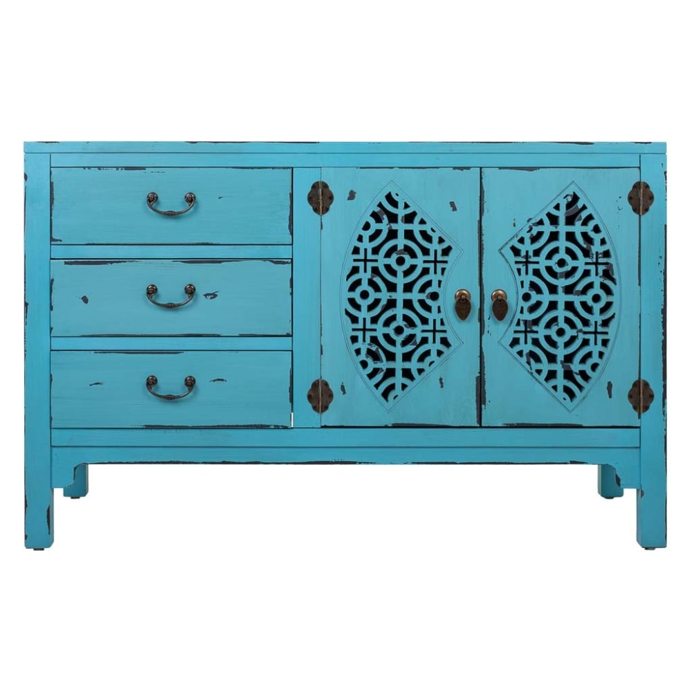Détail des motifs ajourés du buffet MAKALU
