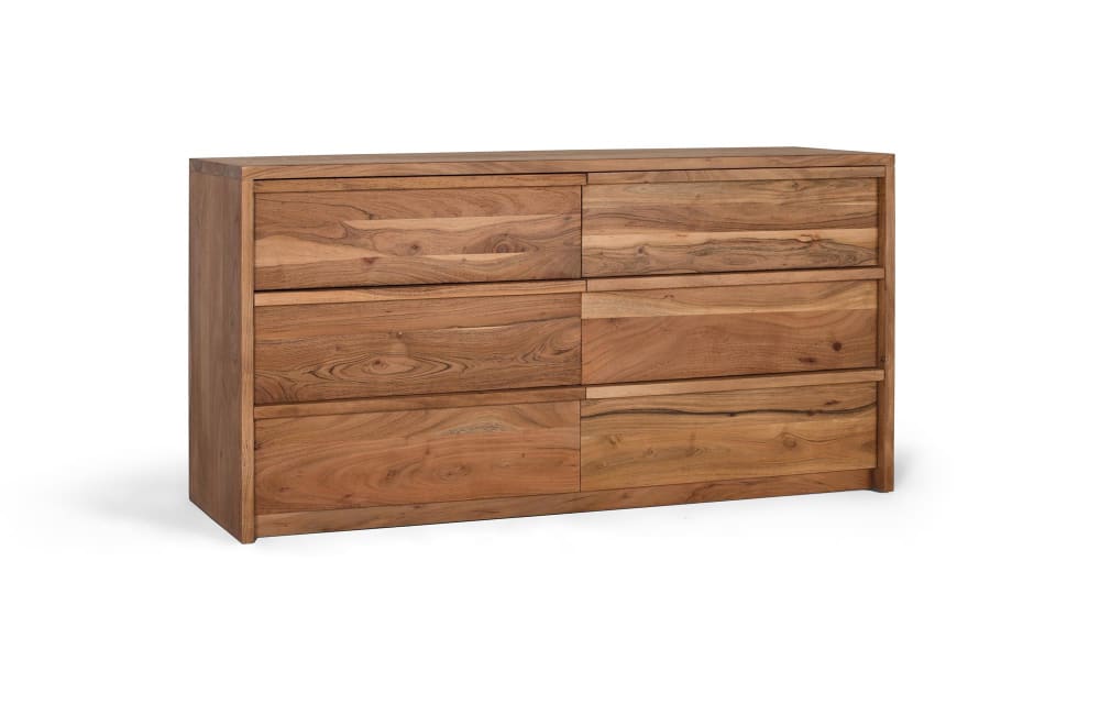Détail du veinage de l'acacia du buffet OMERISE