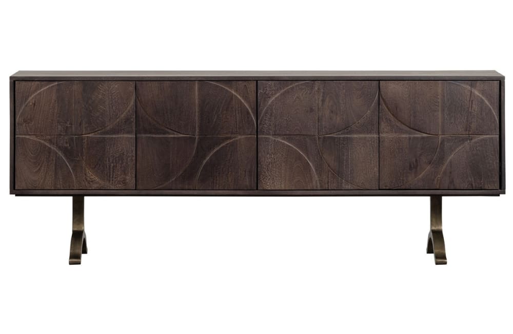 Grand buffet DRAW en bois de manguier foncé à façades 3D 180 cm