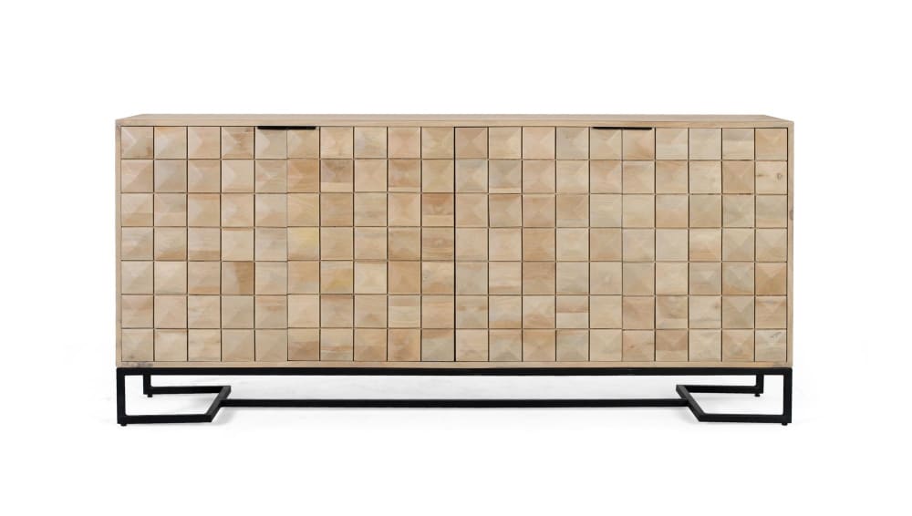 Buffet GINER Y COLOMER en manguier massif sculpté 180 cm à 4 portes