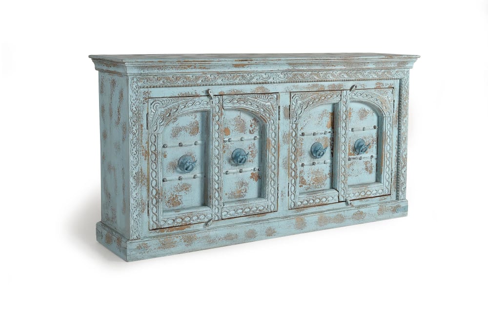 Grand buffet PHEDELINE en manguier massif sculpté à la main 190 cm