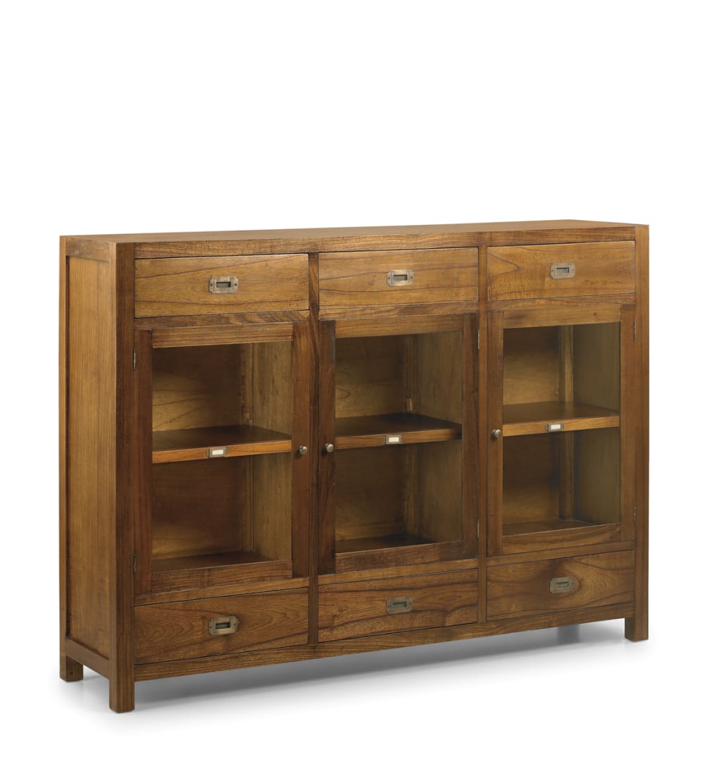 Buffet vaisselier colonial STAR en bois de mindi 160 cm