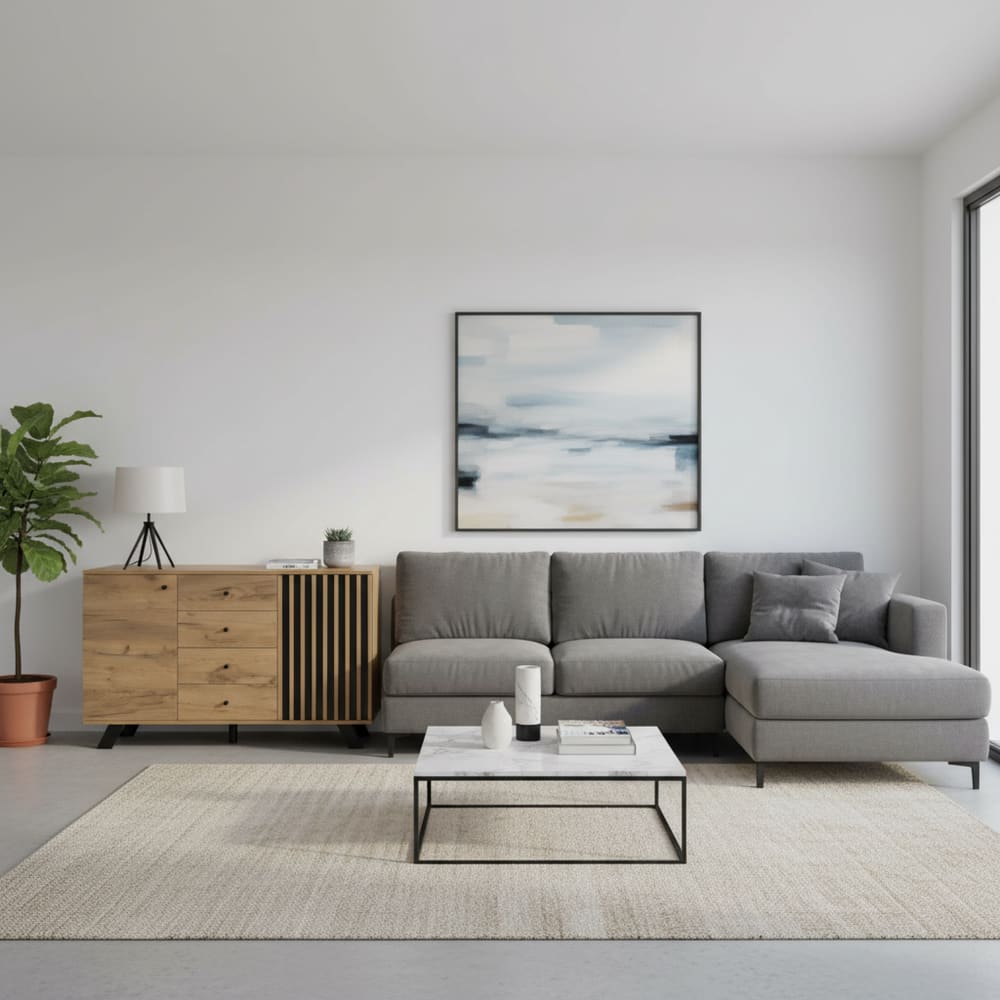 Buffet URBAN MEUBLE tiroirs et portes ouverts