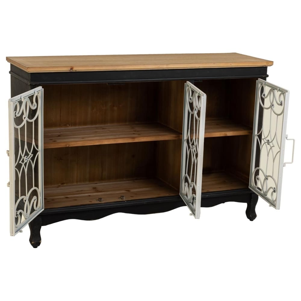 Buffet vitrine WANDERLUST DECO portes ouvertes