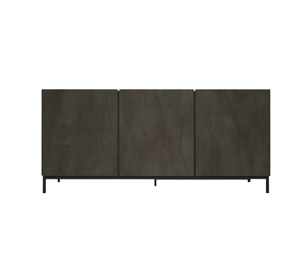 Buffet enfilade PIETRASANTA finition acier oxydé 200 cm 3 portes