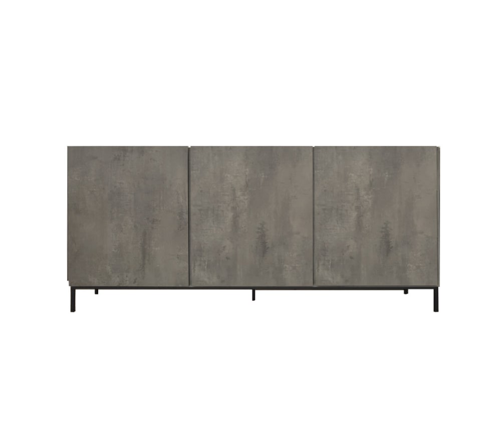 Grand buffet enfilade PIETRASANTA 3 portes gris ciment 200 cm
