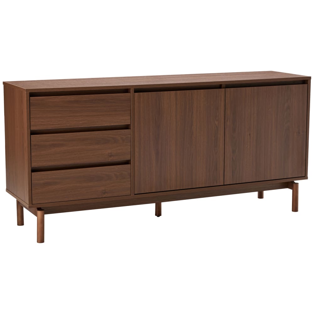 Grand buffet SARAH en bois foncé 160 cm avec 2 portes et 3 tiroirs