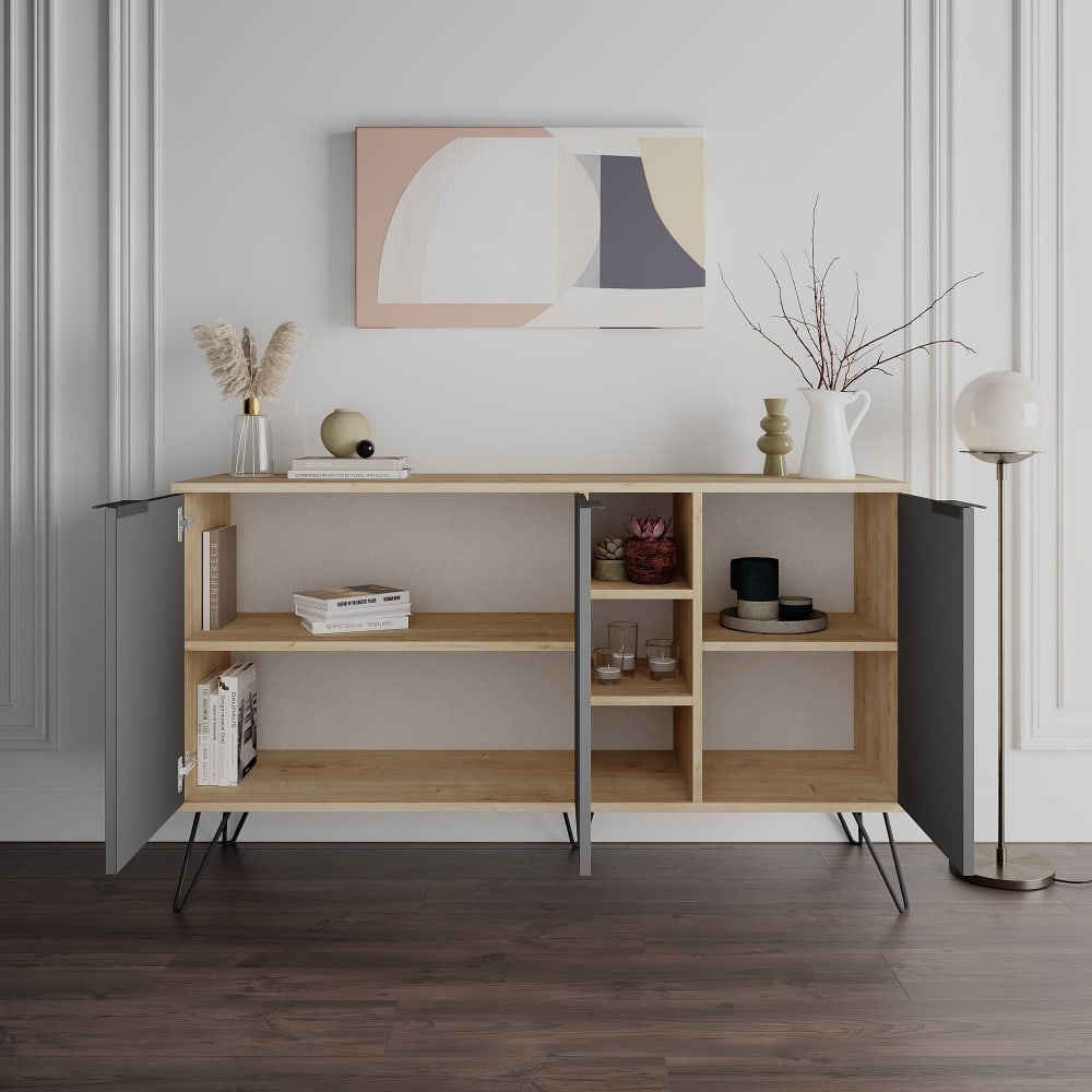 Buffet CLARA ouvert sur ses sept étagères