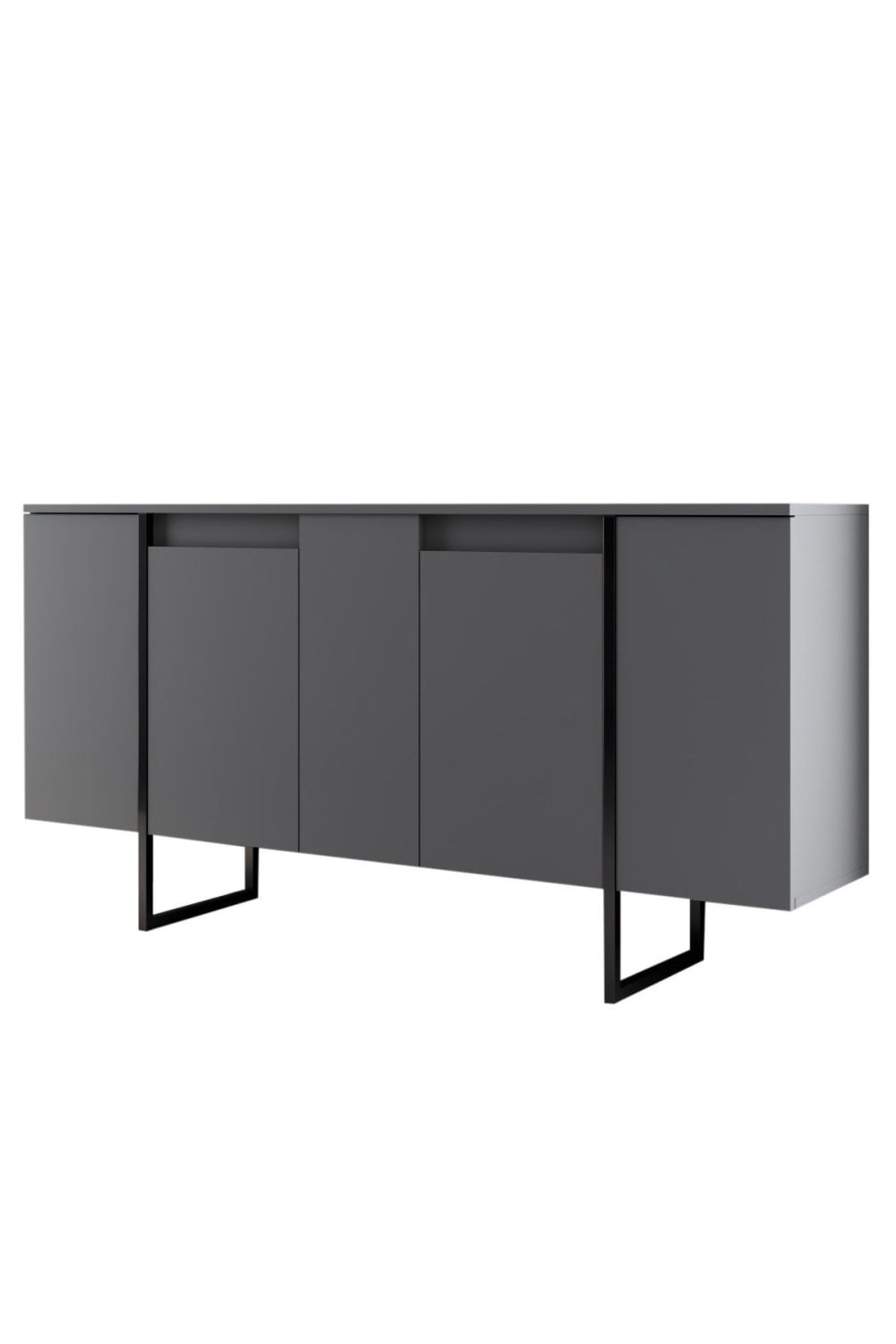 Buffet bahut HABITAT & JARDIN gris anthracite 160 cm avec 4 portes