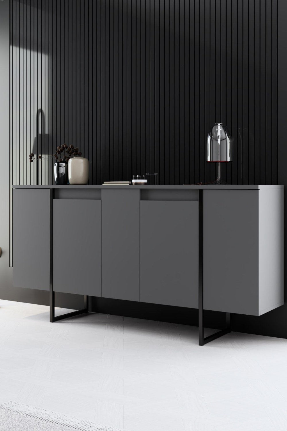 Détail de la finition anthracite du buffet HABITAT & JARDIN