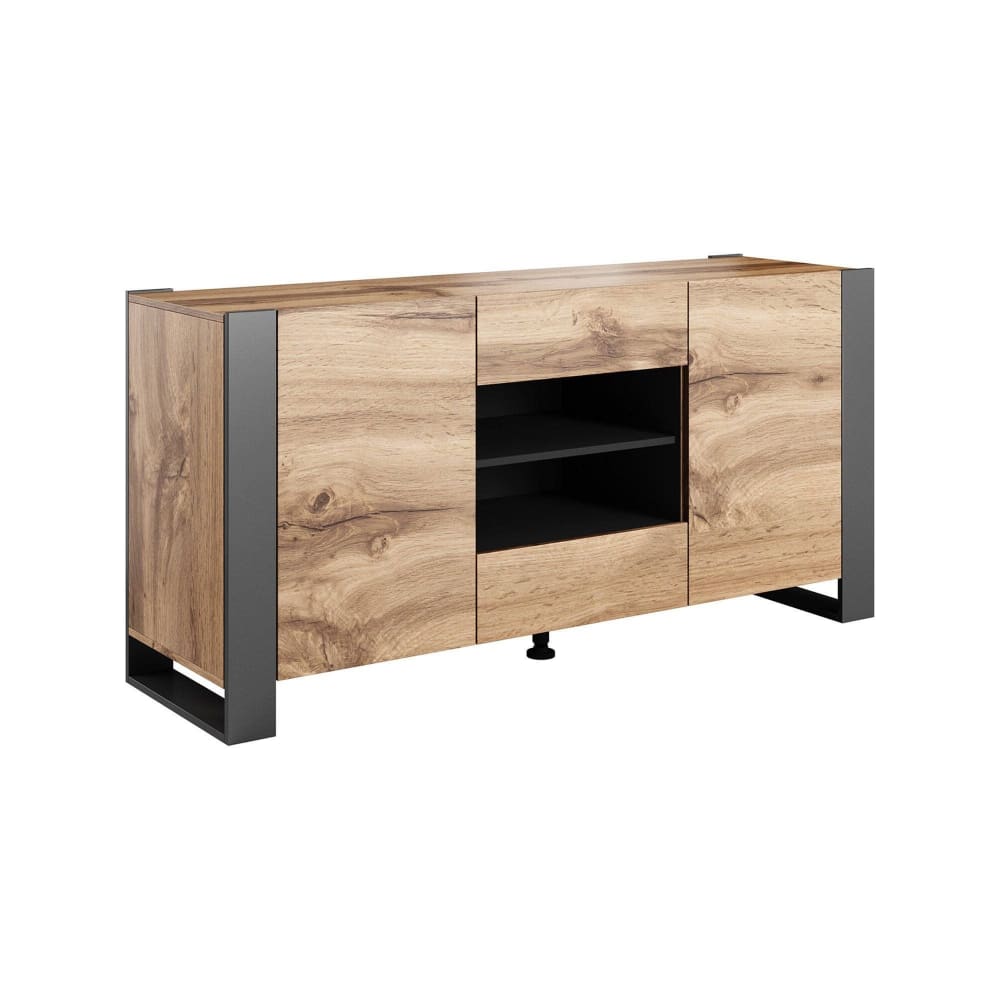 Buffet enfilade DMORA 164 cm effet chêne noué et anthracite
