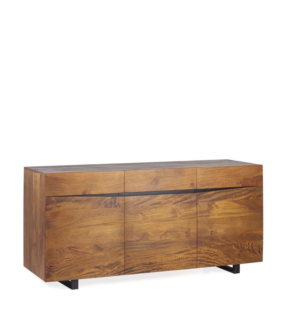 Buffet bahut MOYCOR en manguier massif marron et fer noir 180 cm