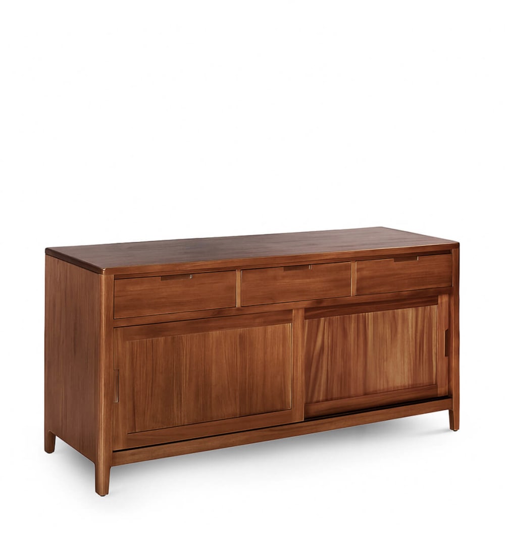 Grand buffet bahut OPORTO en bois marron 170 cm avec 3 tiroirs