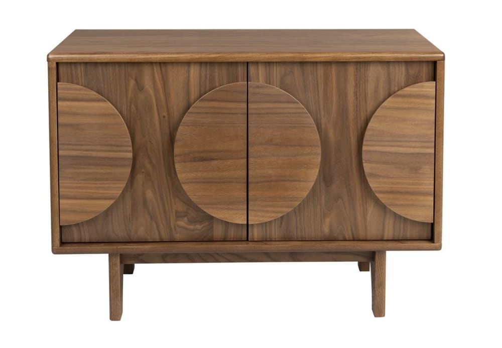 Petit buffet bas GROOVE en bois de frêne 82 cm à 2 portes