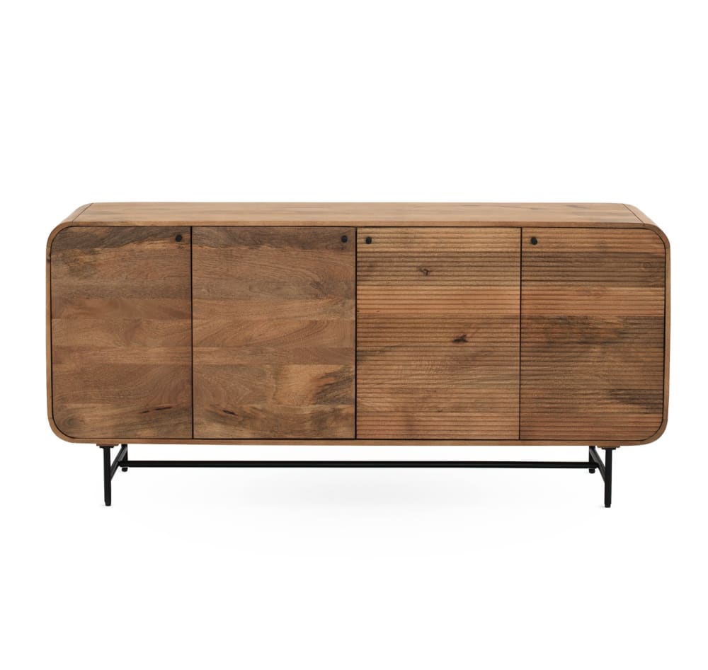 Grand buffet enfilade GEESE HOME 4 portes en manguier massif noir 170 cm