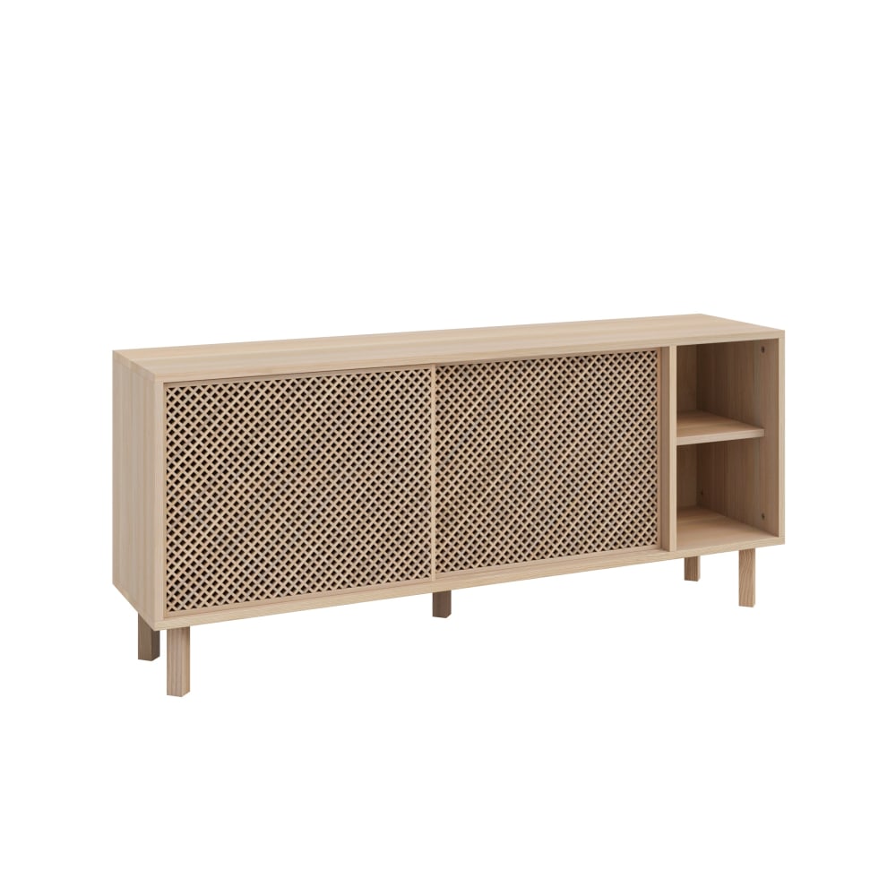 Buffet bahut 2 portes coulissantes en pin massif verni 150 cm - MORAIG