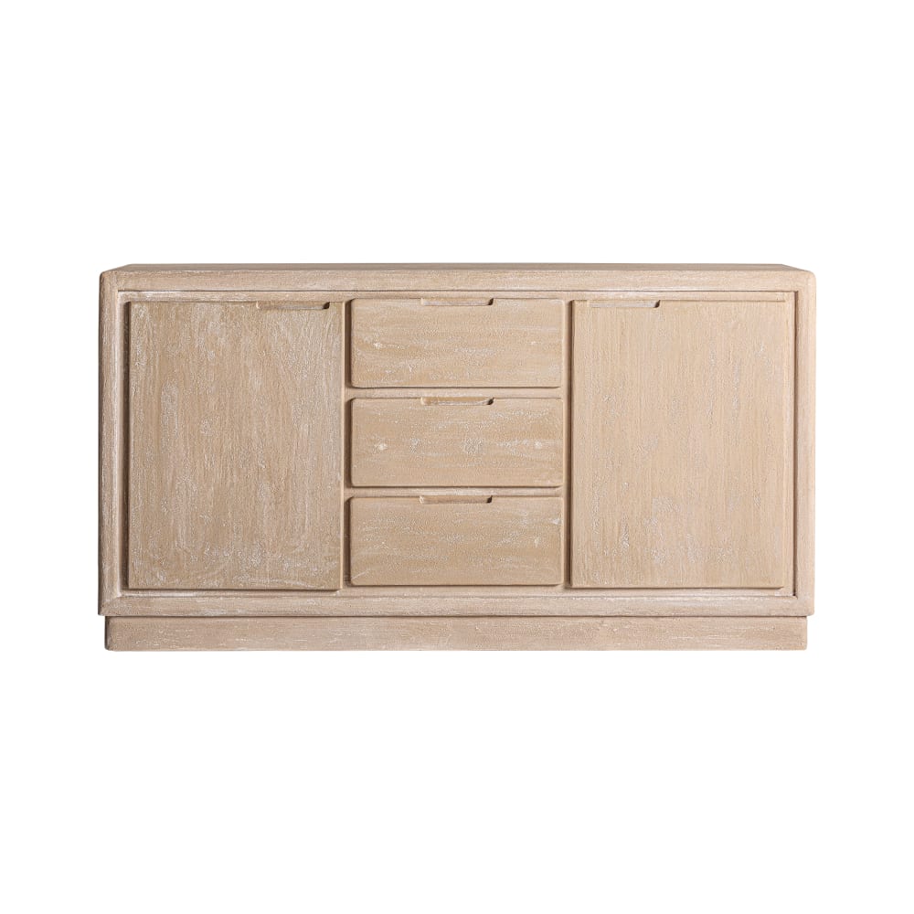 Buffet enfilade KODU brun clair de 150 cm avec portes et grands tiroirs