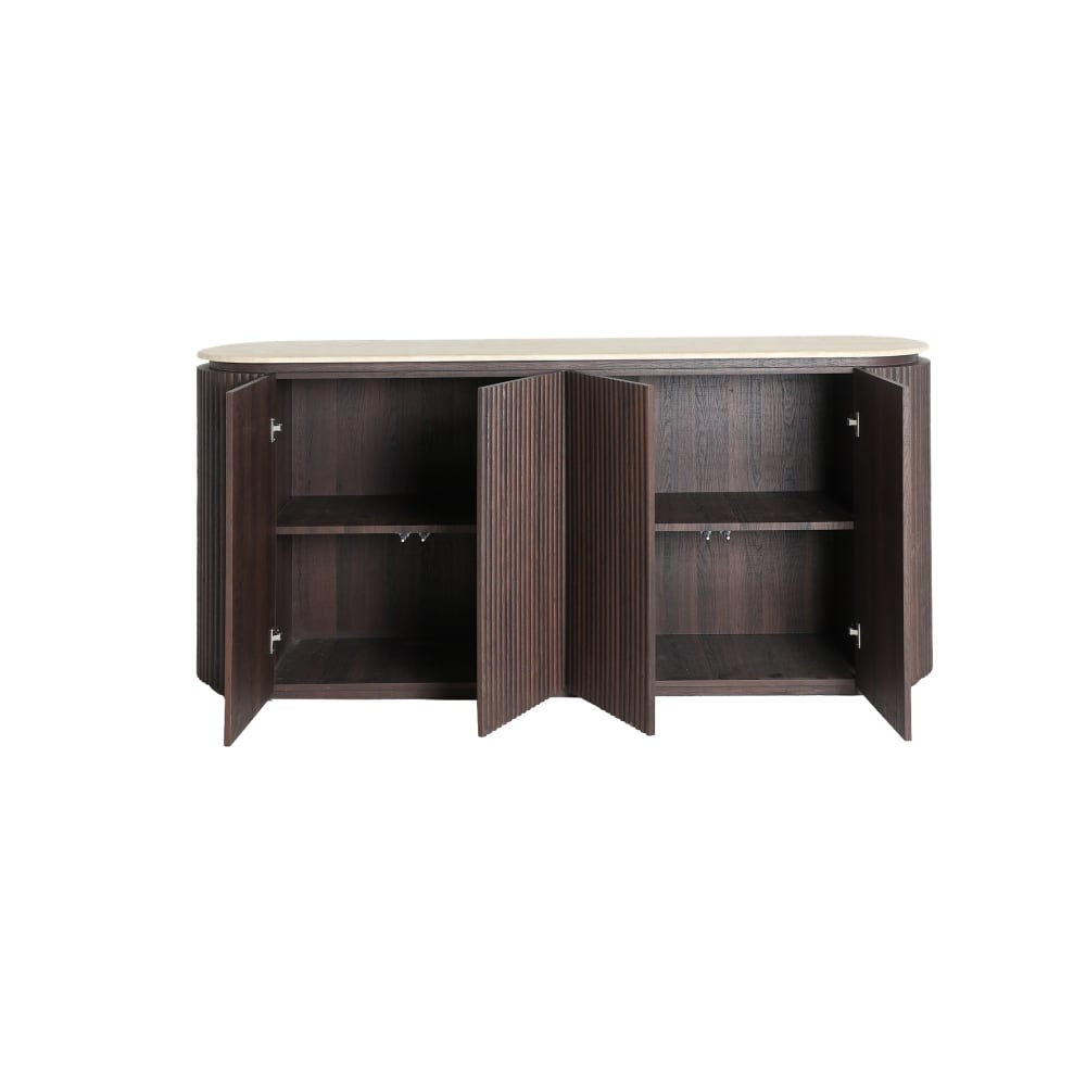Détail du plateau en marbre synthétique du buffet KODU