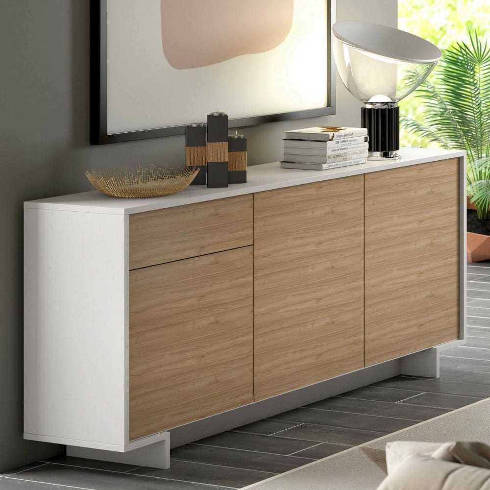 Détail des accents bois rovere du buffet ARONNE