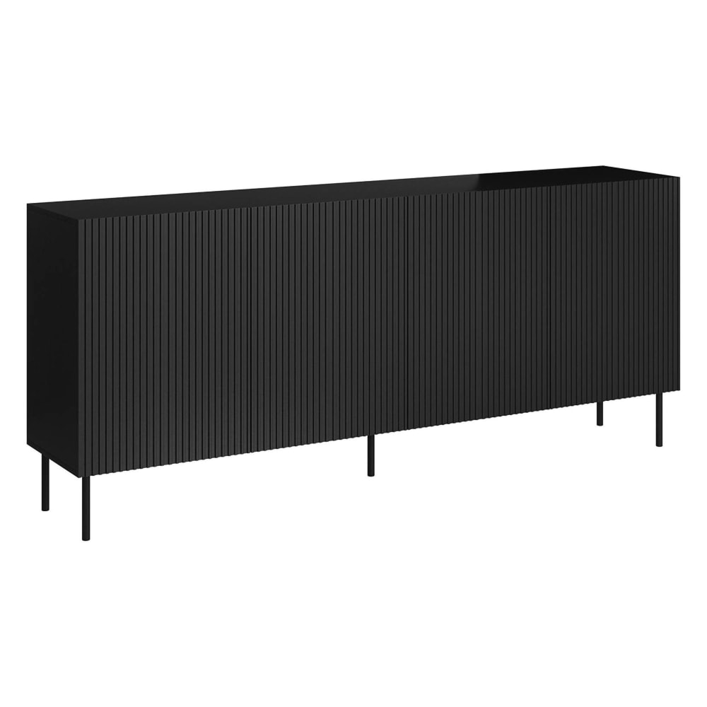 Grand buffet enfilade DMORA noir 200 cm à 4 portes