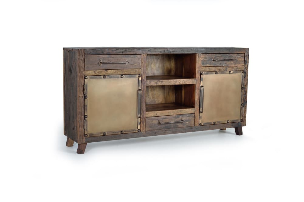 Grand buffet SUNDERLAND en bois récupéré et métal oxydé 180 cm