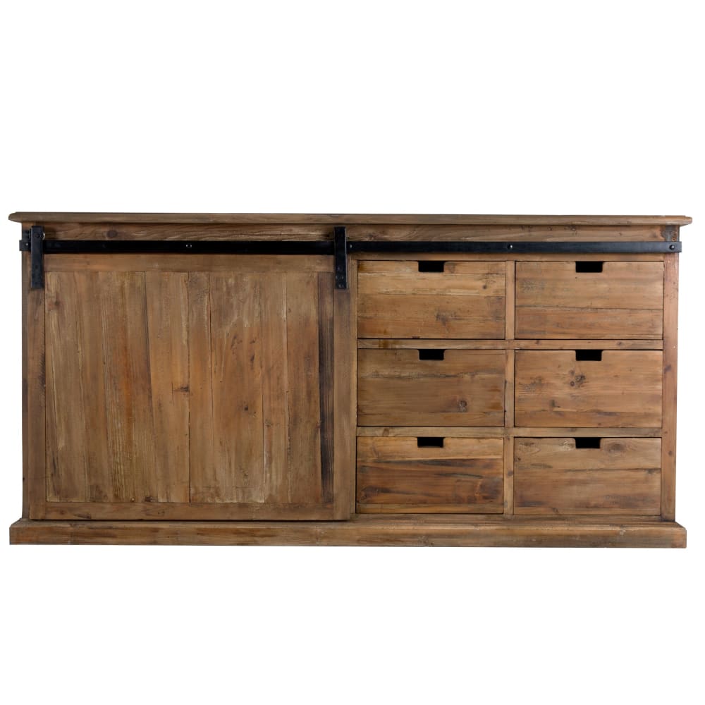 Buffet bahut SARI en cèdre recyclé 180 cm avec 6 tiroirs