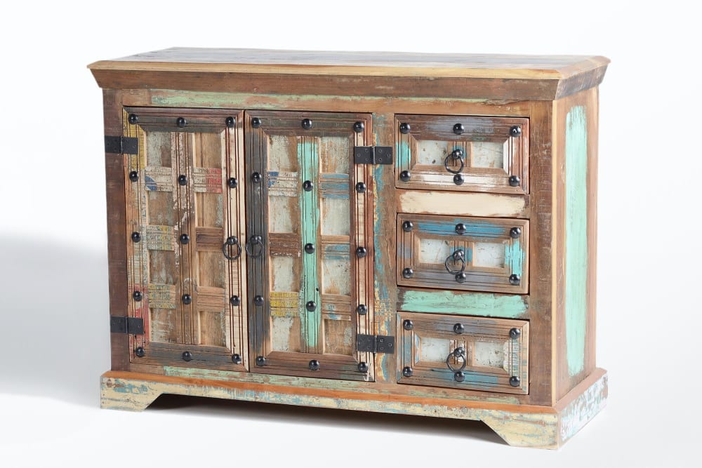 Buffet bahut THEONIE en bois recyclé multicolore 110 cm