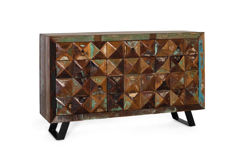 Buffet DIAMANTE RECICLADO tiroirs ouverts