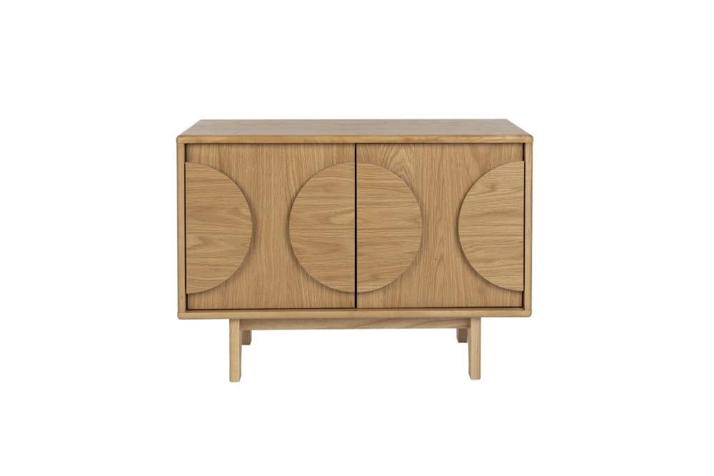Petit buffet bahut GROOVE en frêne et placage noyer 82 cm