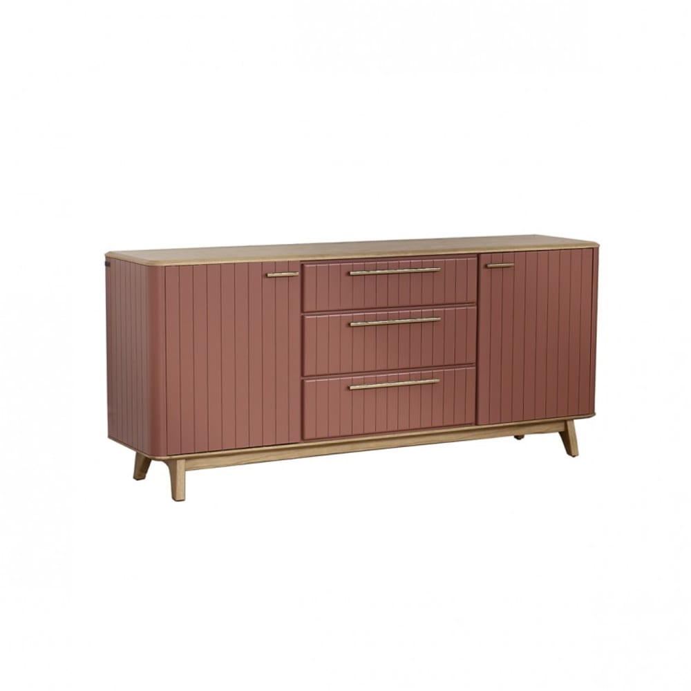 Grand buffet bahut JOEL gris à plateau chêne de 190 cm