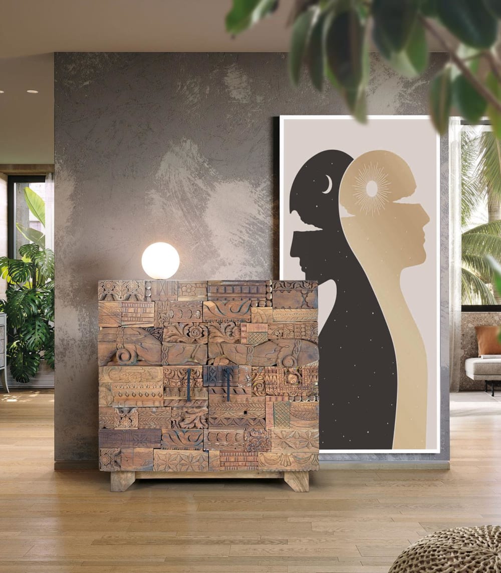 Détail des textures de bois récupéré du buffet ROMA