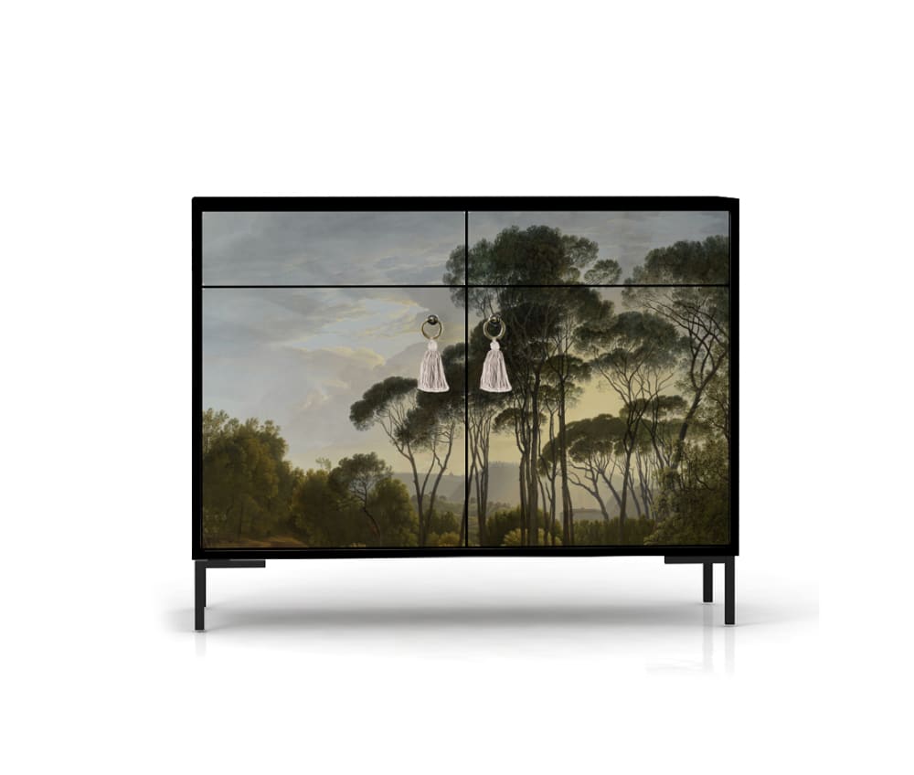 Buffet ALISE 2 portes 2 tiroirs imprimé forêt vert 90 cm