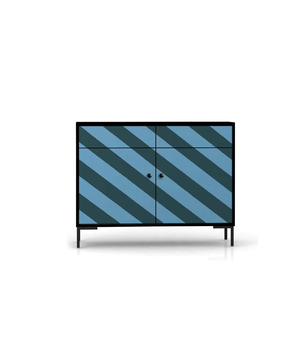 Petit buffet ALISE imprimé 90 cm avec 2 portes et 2 tiroirs