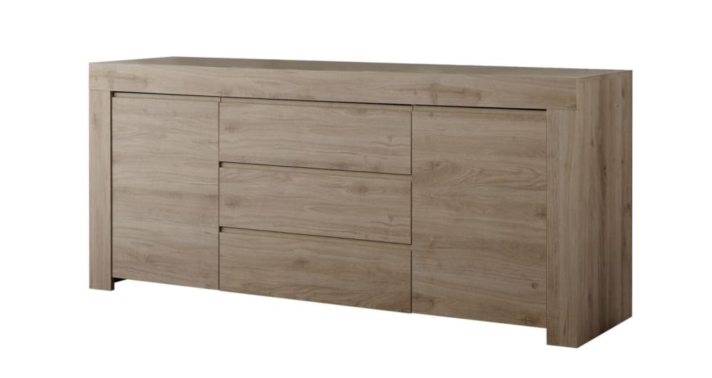Buffet enfilade CAPRI mélaminé chêne foncé 184 cm 2 portes 2 tiroirs
