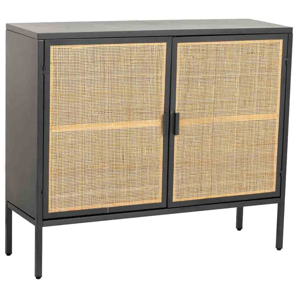 Buffet industriel WANDERLUST DECO noir en métal et bois 100 cm à 2 portes