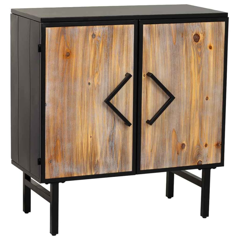 Petit buffet industriel INDIGO noir en métal et bois 75 cm