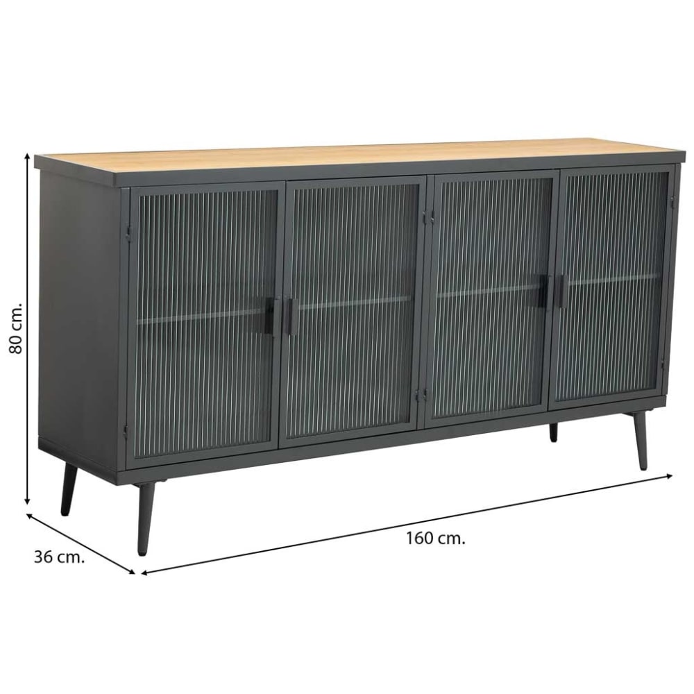 Buffet vitrine ECLIPSE vu de trois quarts