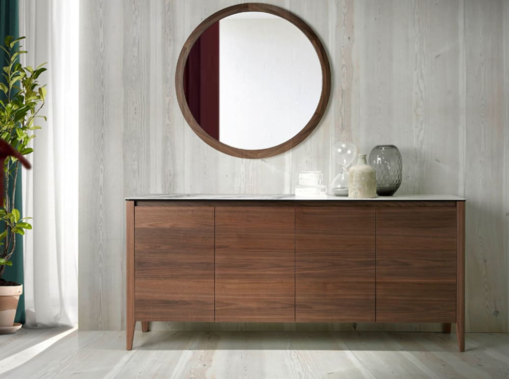Détail du plateau céramique effet marbre du buffet ANGEL CERDA