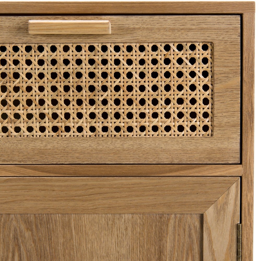 Buffet ROMEO vu de trois quarts avec ses tiroirs ouverts