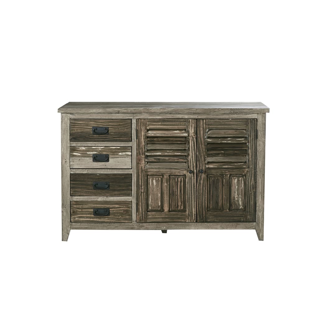 Buffet de cuisine VICTOR en pin recyclé patiné 140 cm