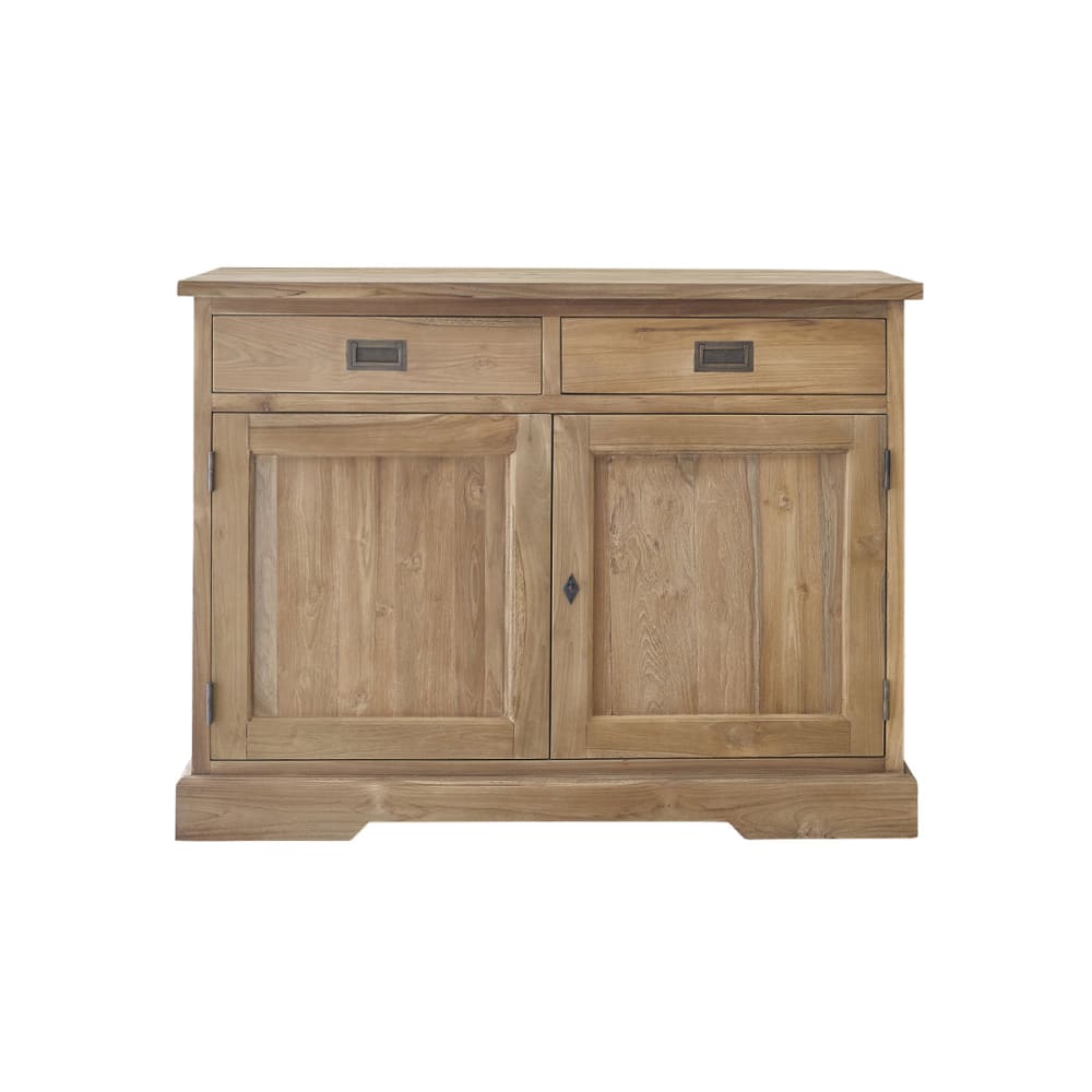 Buffet bahut BOSTON en teck massif 120 cm avec 2 portes et 2 tiroirs