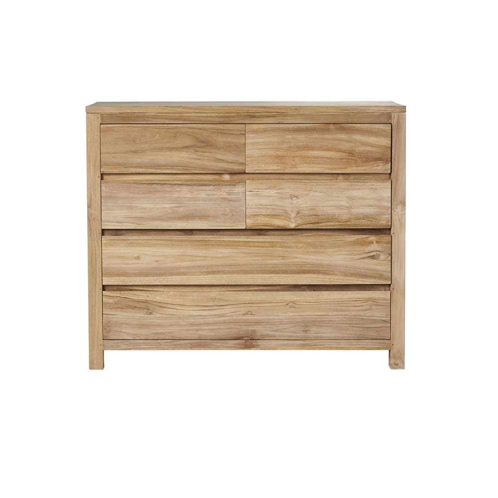 Grand buffet en teck massif 6 tiroirs amovibles 120 cm - ALDO